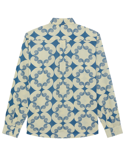 Cairo Shirt - Shell Print Blue/Off White