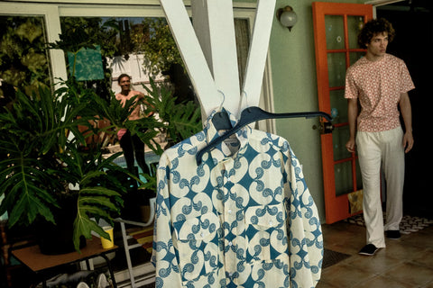 Cairo Shirt - Shell Print Blue/Off White