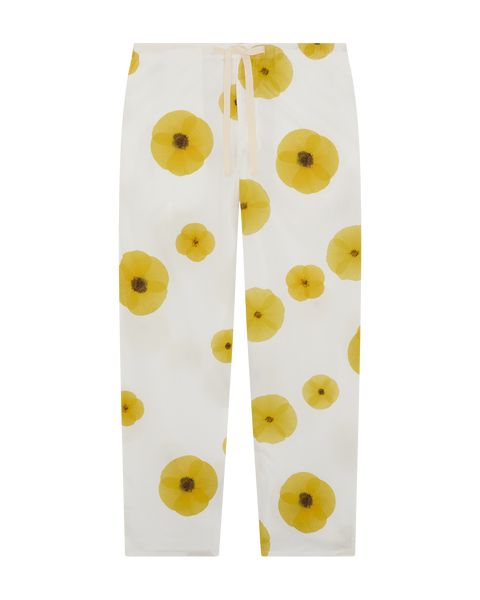 Grayson Trousers Poppy Print - Soft Yellow/White