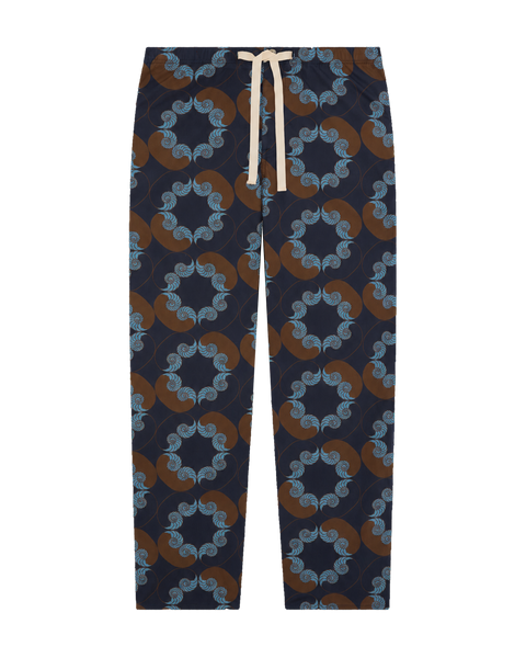 Grayson Trousers Shell Print - Navy/Brown