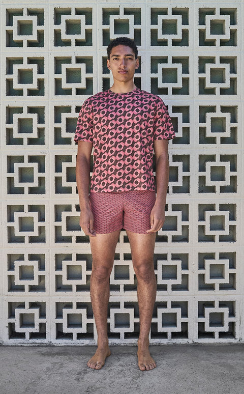 Conrad T-Shirt Shell Print - Brown/Pink