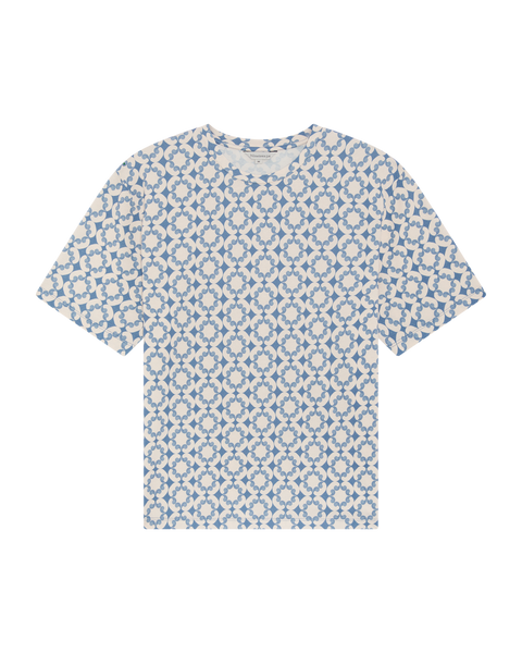 Conrad T-Shirt Shell Print - Blue/Off White