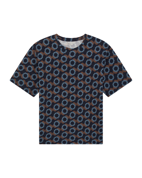 Conrad T-Shirt Shell Print - Navy/Brown