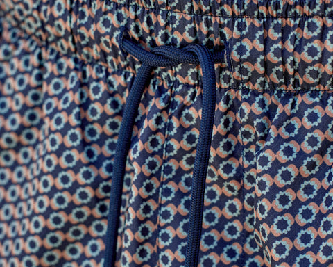 Line Shorts - Navy/Brown