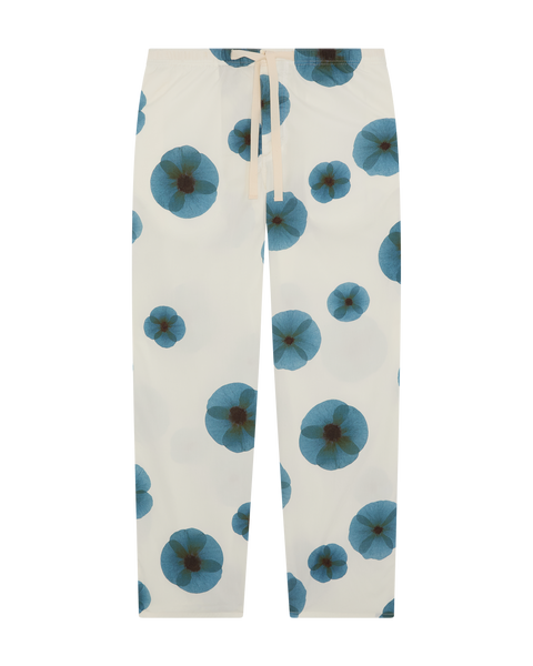 Grayson Trousers Poppy Print - Mid Blue/White