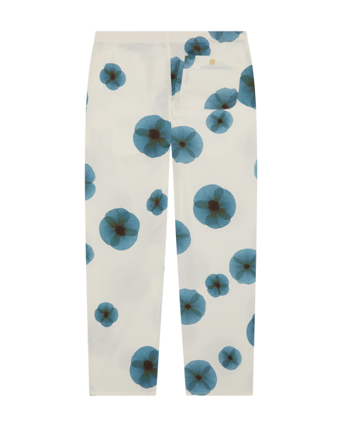 Grayson Trousers Poppy Print - Mid Blue/White