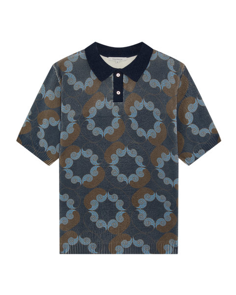 Matteo Knit Shell Print - Navy/Brown